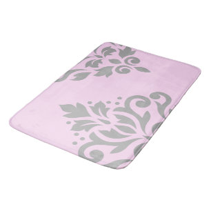 Tapis De Bain Défiler Damask Art I Grey sur rose