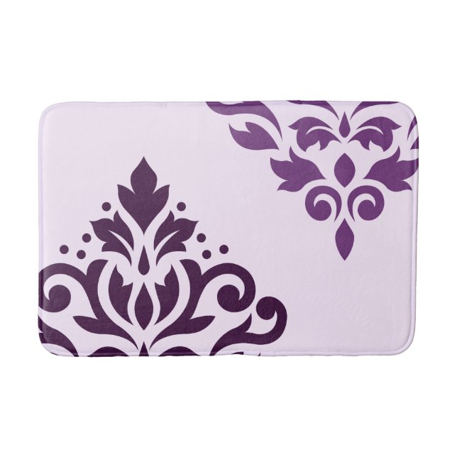 Tapis De Bain Défiler Damask Art I Purple sur rose (Devant)