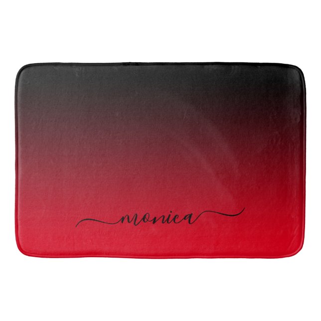 Tapis De Bain Dégradé noir et rouge Nom élégant (Devant)
