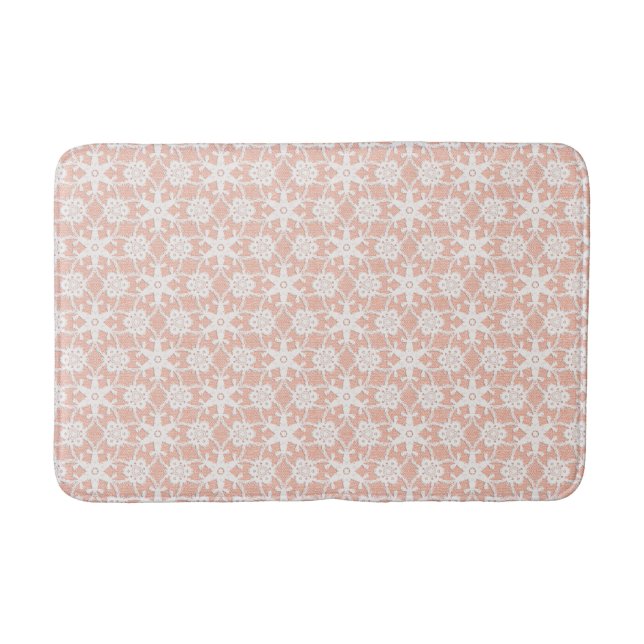 Tapis De Bain Dentelle antique - blanc et pêche (Devant)