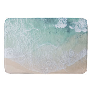 Tapis De Bain Dentelle verte et blanche Sable et mer