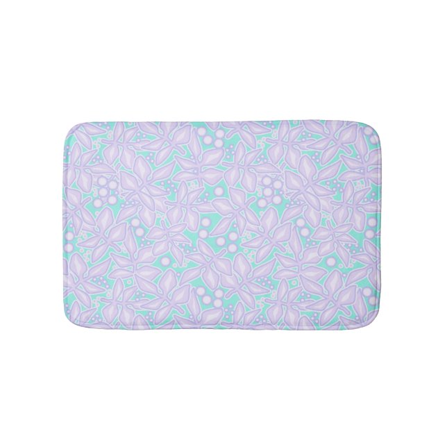 Tapis De Bain Dentelles de fleurs violettes florales inaltérable (Devant)