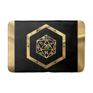 Tapis De Bain Dés RPG Gamer PnP Rétro Tabletop Imaginaire Or