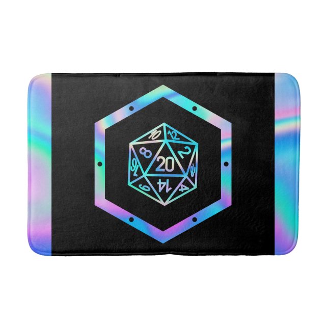 Tapis De Bain Dés RPG | Jeu d'Imaginaire de table Holo Retro PnP (Devant)