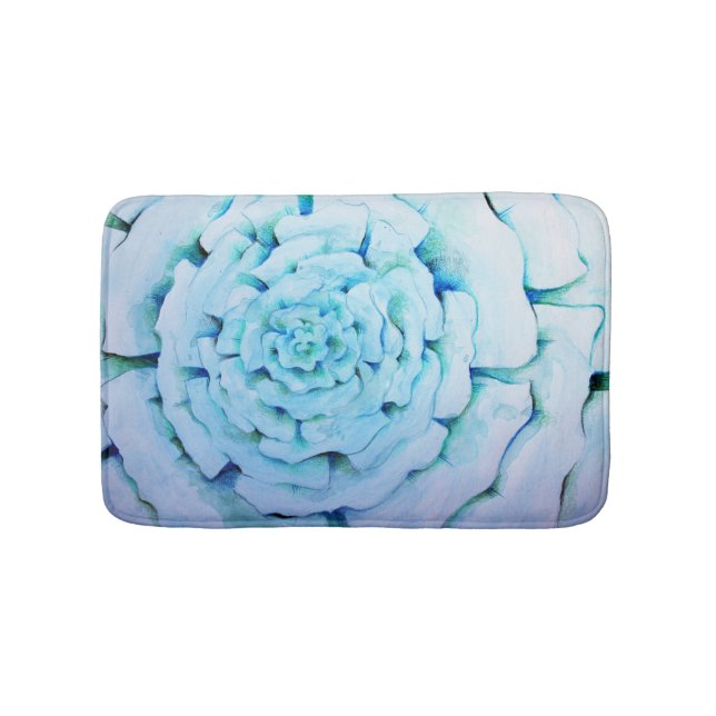 Tapis De Bain Design abstrait de fleurs d'aquarelle bleue (Devant)