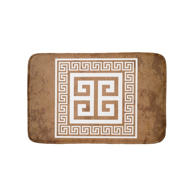 Tapis De Bain Design blanc de clé grecque (Devant)