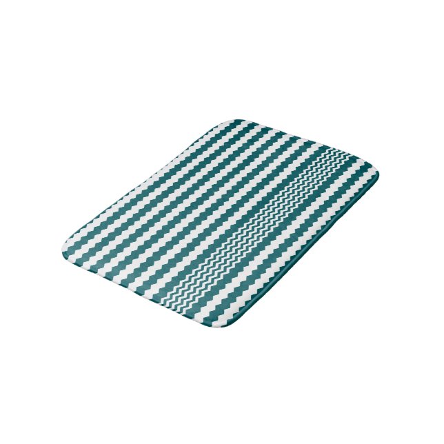 Tapis De Bain Design Chevron vert et blanc (Angle)