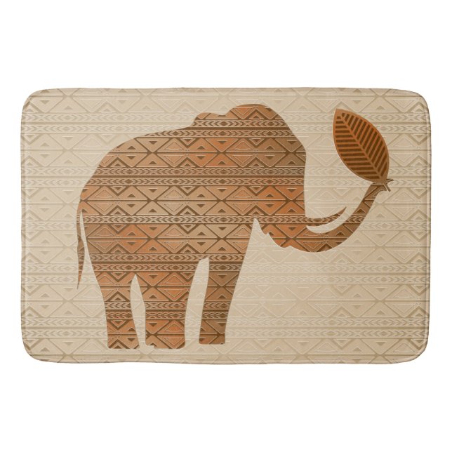 Tapis De Bain Design d'art tribal des éléphants (Devant)