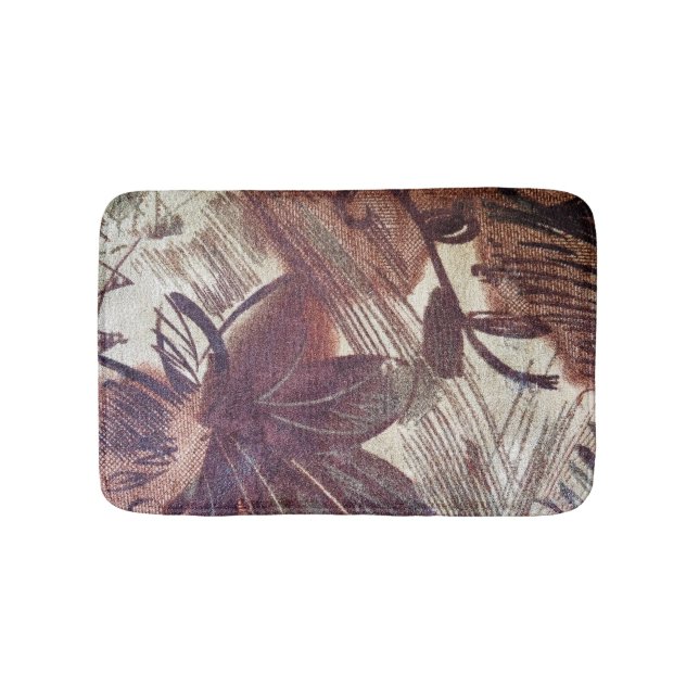 Tapis De Bain Design floral Brown Abstrait 1 (Devant)