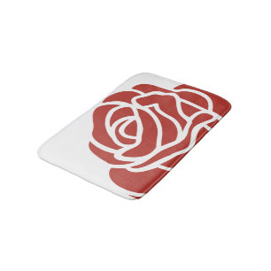 Tapis De Bain Design floral Rose simple rouge
