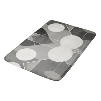 Tapis De Bain Design géométrique gris et blanc avec lignes de ce