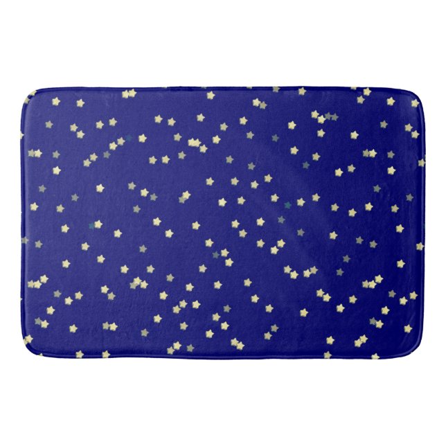 Tapis De Bain Design Gold Star sur Blue (Devant)