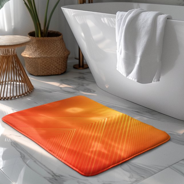 Tapis De Bain Design orange et jaune géométrique ombragé (Créateur téléchargé)