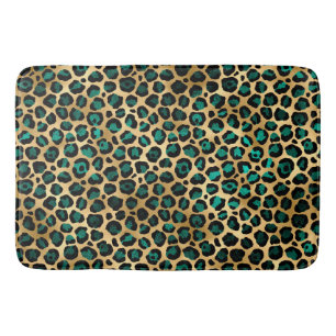 Tapis De Bain Design turquoise et Gold Leopard Series 14