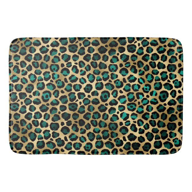 Tapis De Bain Design turquoise et Gold Leopard Series 14 (Devant)