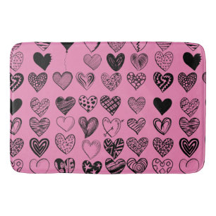 Tapis De Bain Dessin adorable du coeur noir