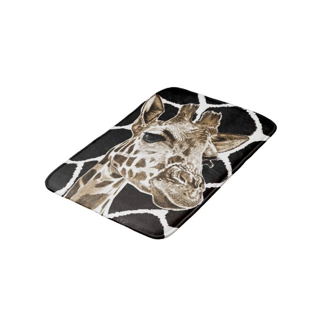 Tapis De Bain dessin de main de girafe (Angle)