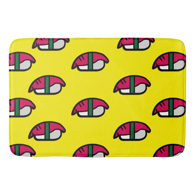 Tapis De Bain Dessin Kawaii Sushi, Riz de Poisson et Mat d'Algue (Devant)