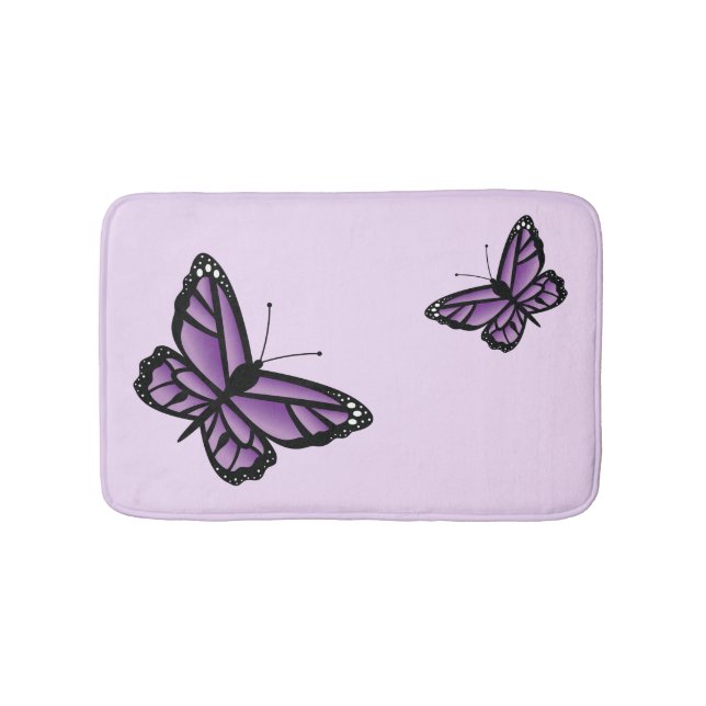Tapis De Bain Deux Belles Papillons Violets (Devant)