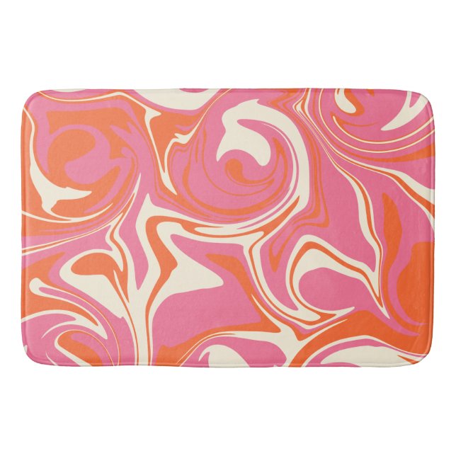 Tapis De Bain Déversement - rose, orange et crème (Devant)