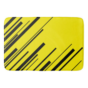 Tapis De Bain Diagonales en jaune et noir