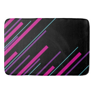 Tapis De Bain Diagonales - rose, violet, bleu et noir