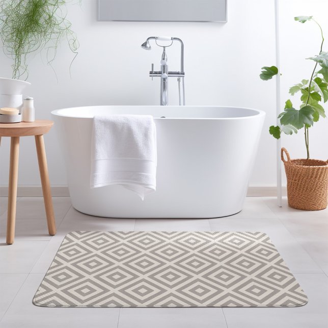 Tapis De Bain Diamant gris et ivoire | Ferme moderne (Créateur téléchargé)