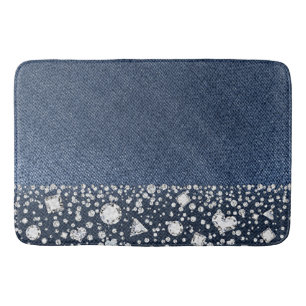 Tapis De Bain Diamants de denim de jean bleu glamour tendance Bl