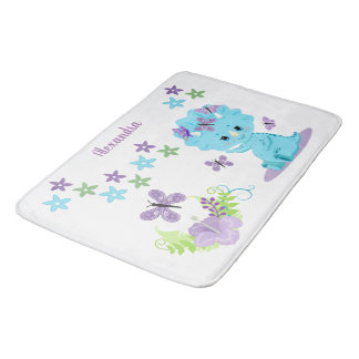 Tapis De Bain Dinosaure floral personnalisé