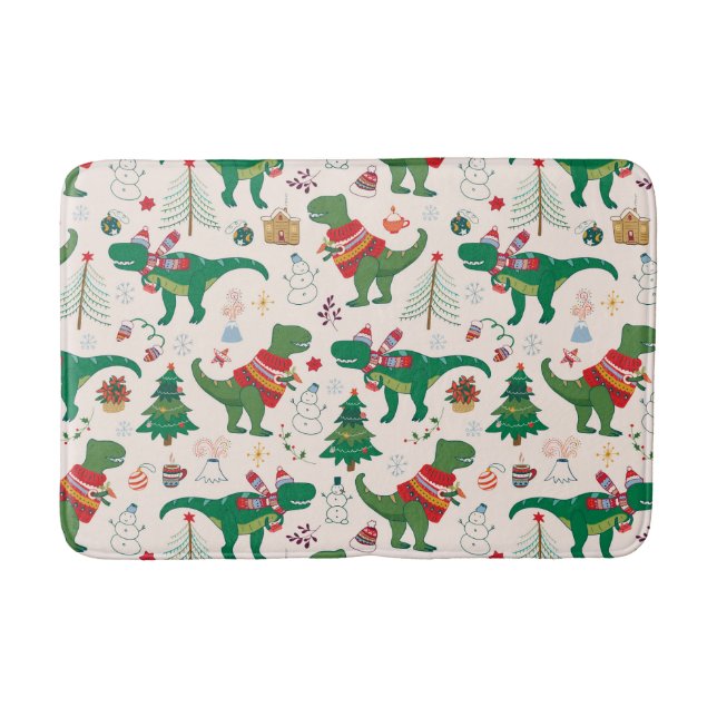 Tapis De Bain Dinosaures dans Sweaters Motif de Noël (Devant)