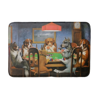 Tapis De Bain Dogs Playing Poker by Cassius Marcellus Coolidge's