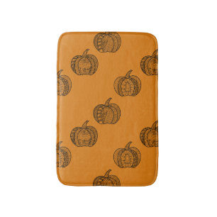 Tapis De Bain Doodles d'Halloween boho mandala citrouilles Autom