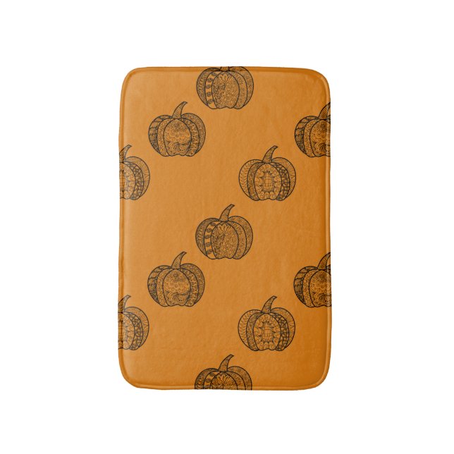 Tapis De Bain Doodles d'Halloween boho mandala citrouilles Autom (Devant (Vertical))