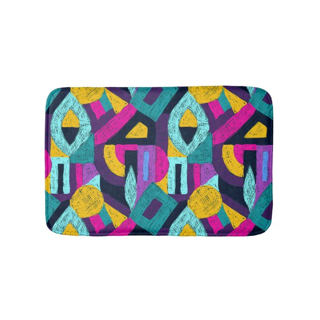 Tapis De Bain Doodles rétro : pop art géométrique. (Devant)