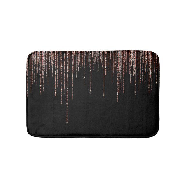 Tapis De Bain Dory Rose Noire Gold Sparkly Glitter Fringe (Devant)