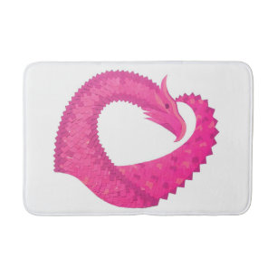 Tapis De Bain Dragon de coeur rose chaud sur blanc