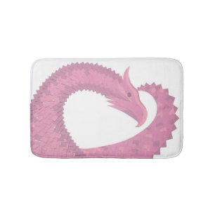 Tapis De Bain Dragon de coeur rose sur blanc