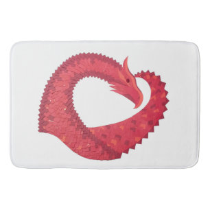 Tapis De Bain Dragon de coeur rouge en blanc