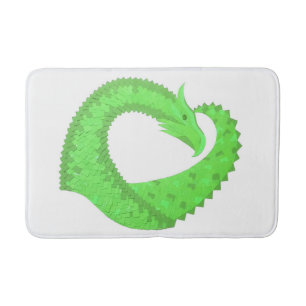 Tapis De Bain Dragon de coeur vert citron blanc