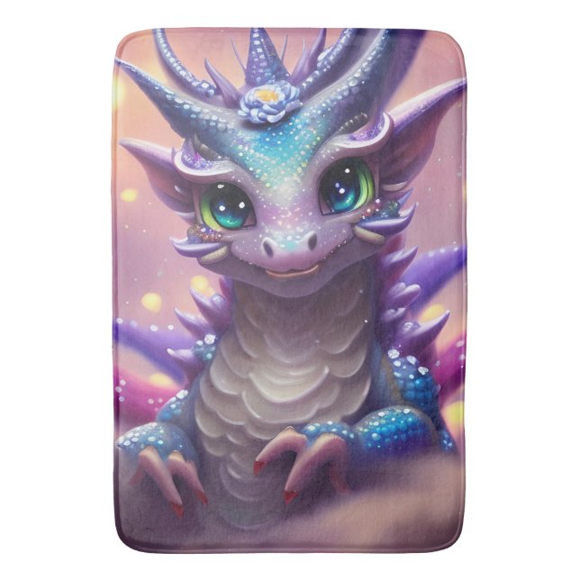 Tapis De Bain Dragon fille bleue (devant Vertical)