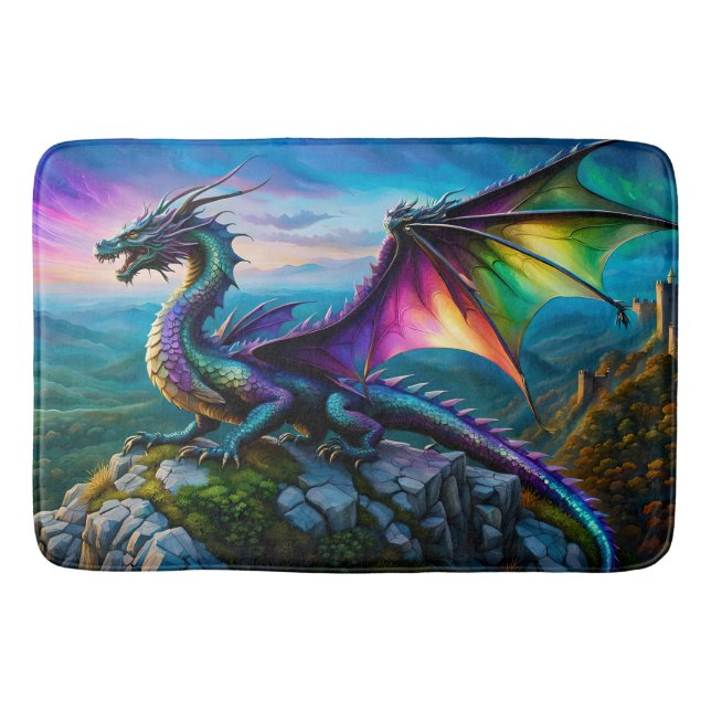 Tapis De Bain Dragon Iridescente Garde Sa Terre (Devant)