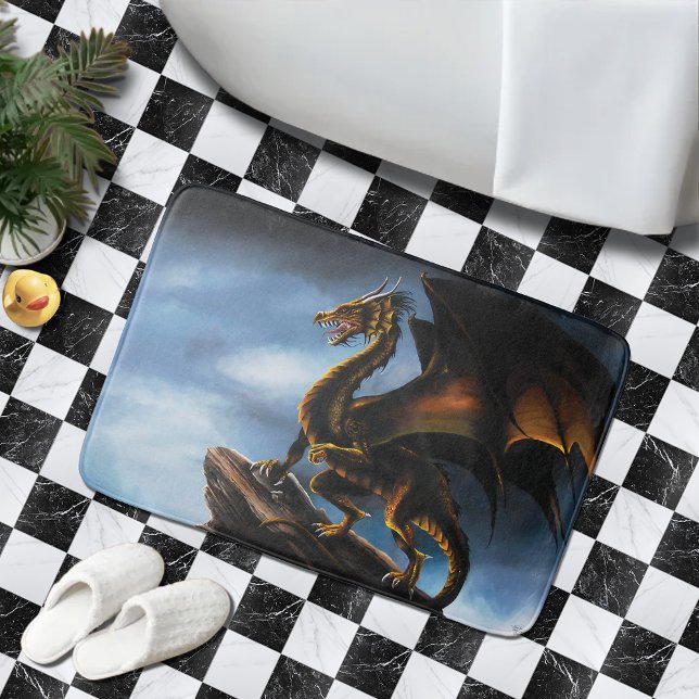 Tapis De Bain Dragon noir cuivre or (Créateur téléchargé)
