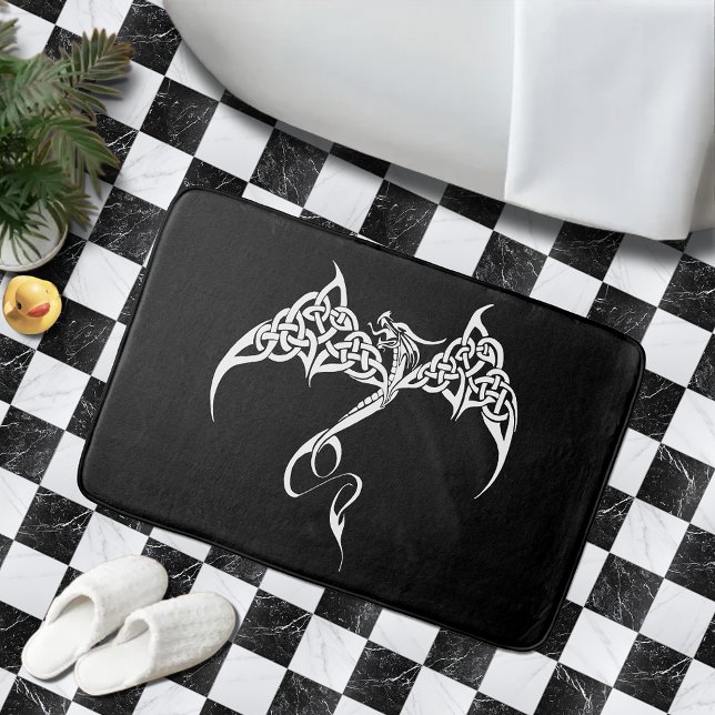Tapis De Bain Dragon tribal celtique noir blanc (Créateur téléchargé)
