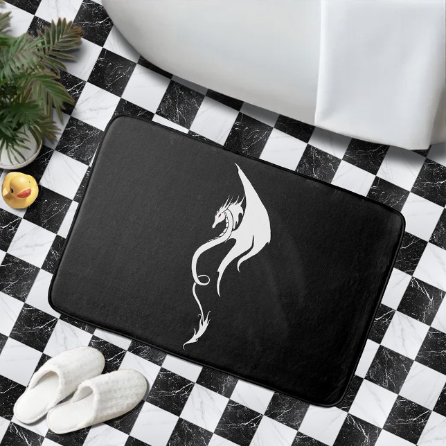 Tapis De Bain Dragon tribal noir blanc (Créateur téléchargé)