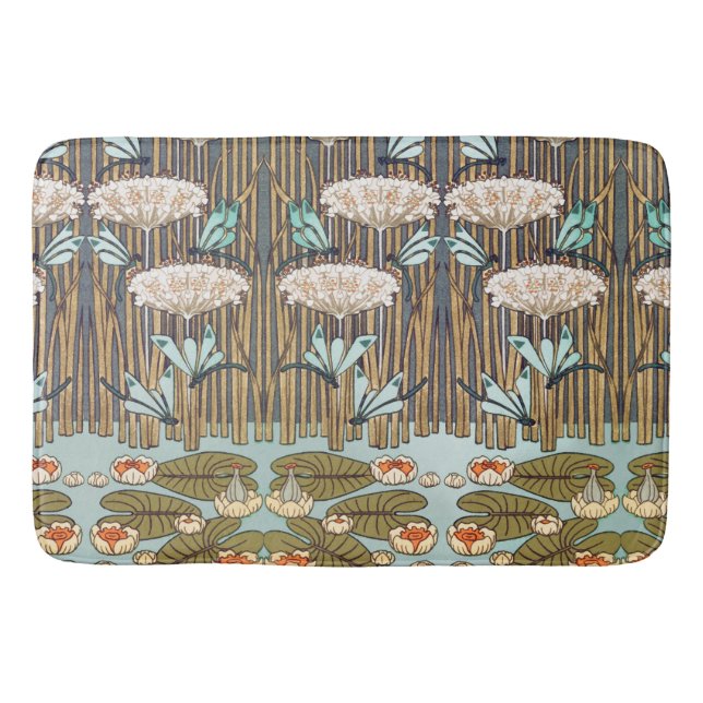 Tapis De Bain Dragonflies Water Lilies Marais Art Nouveau (Devant)