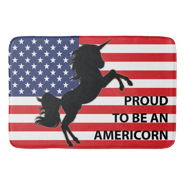 Tapis De Bain Drapeau 4 juillet américain patriotique Unicorne É (Devant)