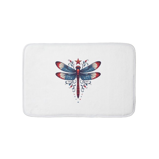 Tapis De Bain Drapeau américain libellule Patriotique 4 juillet  (Devant)