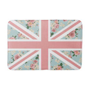 Tapis De Bain Drapeau anglais d'Union Jack de roses