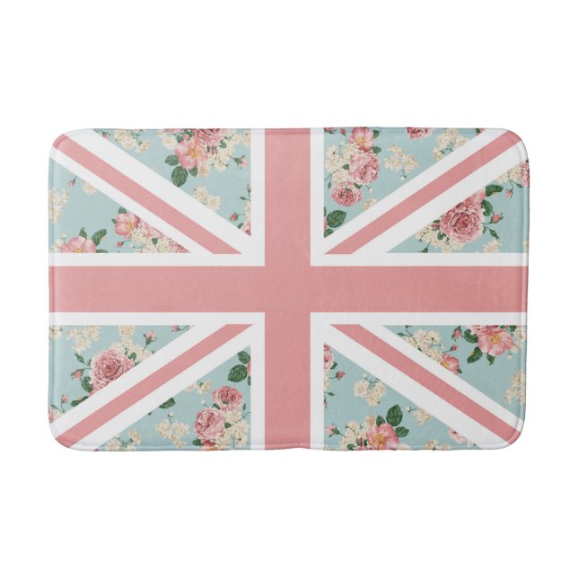 Tapis De Bain Drapeau anglais d'Union Jack de roses (Devant)