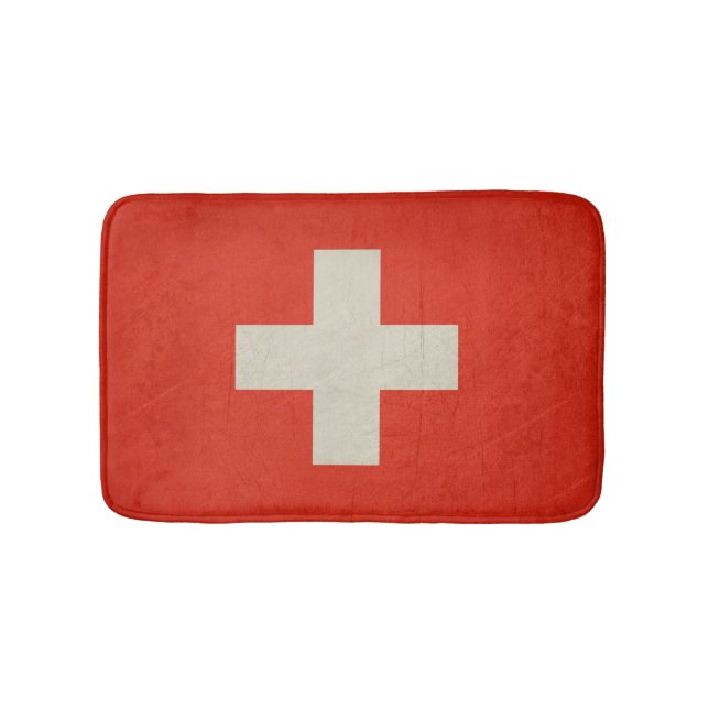 Tapis De Bain Drapeau grunge d'État souverain de la Suisse (Devant)